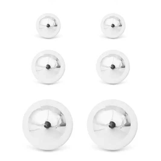 Amanda Blu Silver Crystal Polished Ball Stud Triplet Earrings
