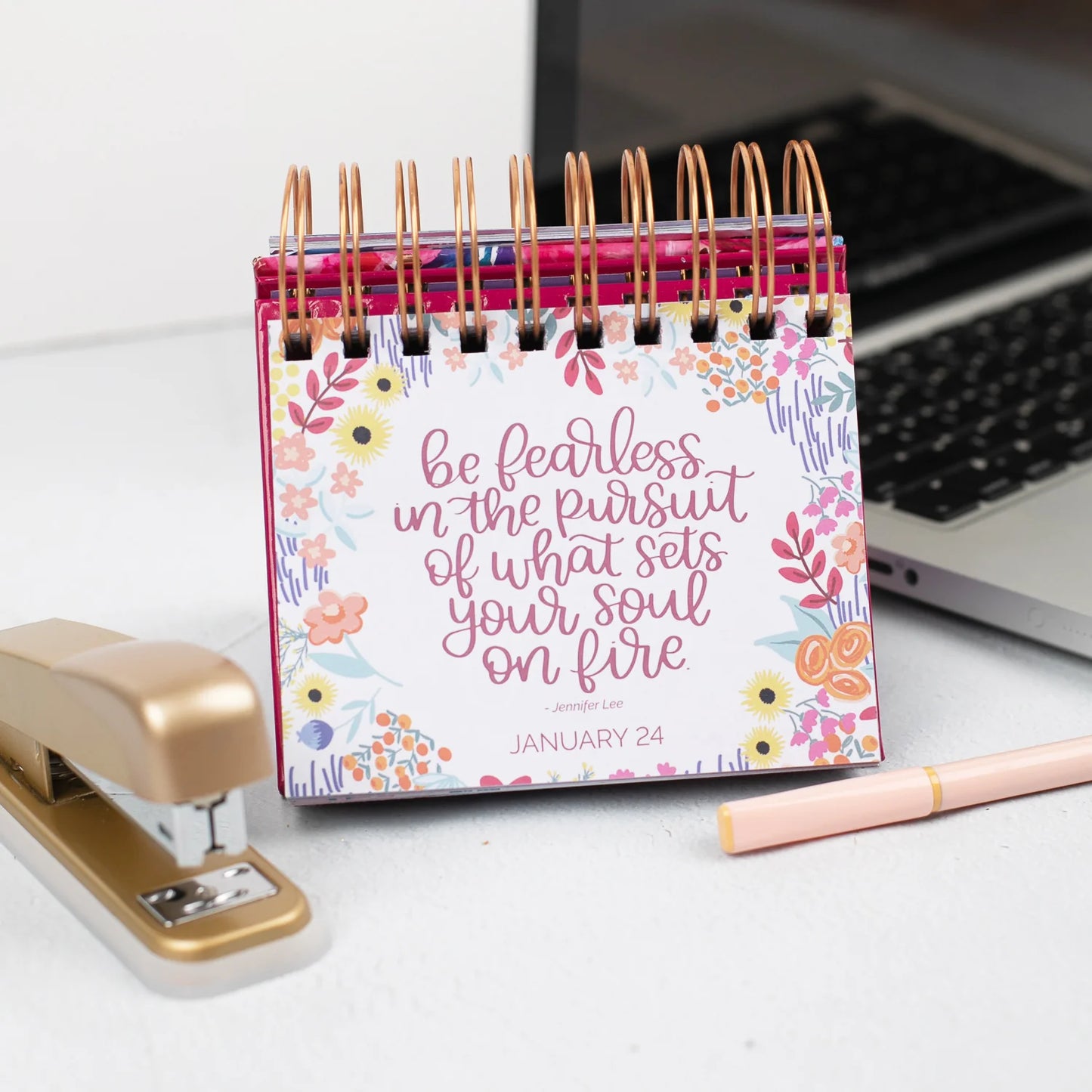 bloom Daily Planners Inspirational Perpetual Desk Easel, Hand-lettered