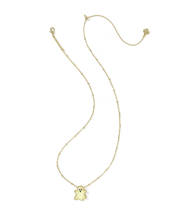 KENDRA SCOTT GHOST SHORT PENDANT NECKLACE GOLD WHITE GLOW IN THE DARK GLASS