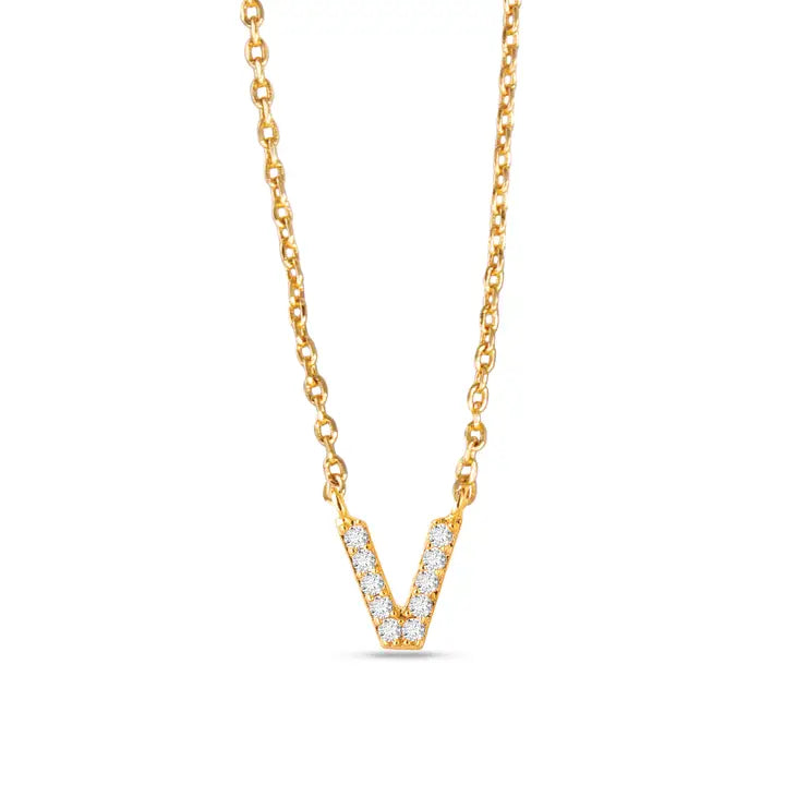 Amanda Blu Cz Initial Necklaces-V