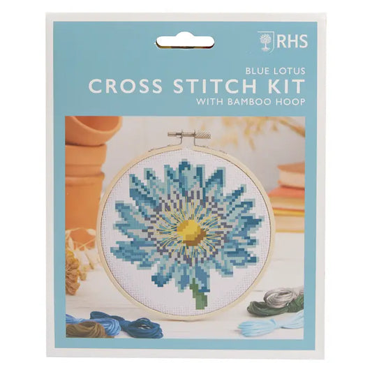 Rhs Cross Stitch Kit, Multicoloured, 5", Blue Lotus