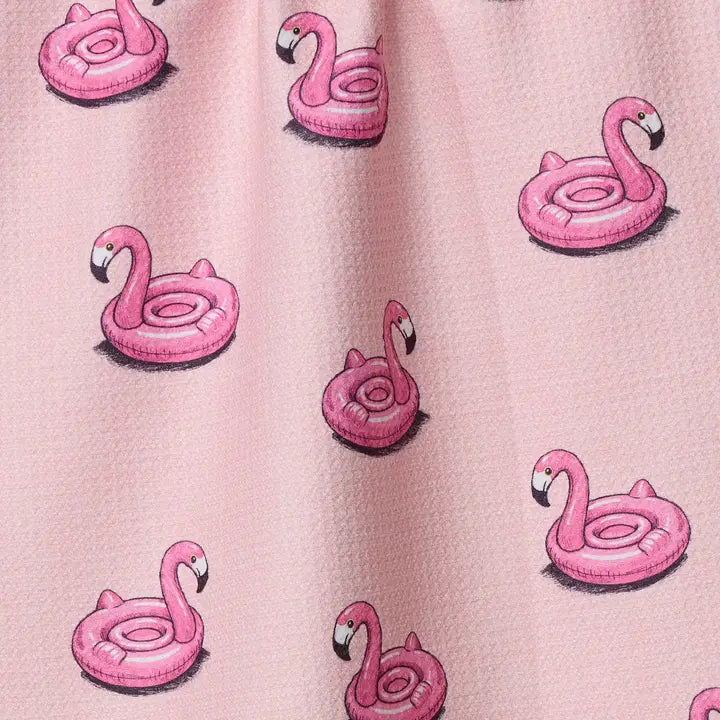 Geometry Flamingo Floatie Tea Towel