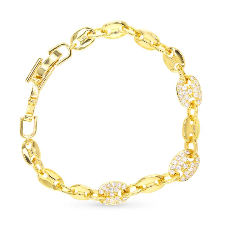Amanda Blu Gold Cz Mariner Link Bracelet