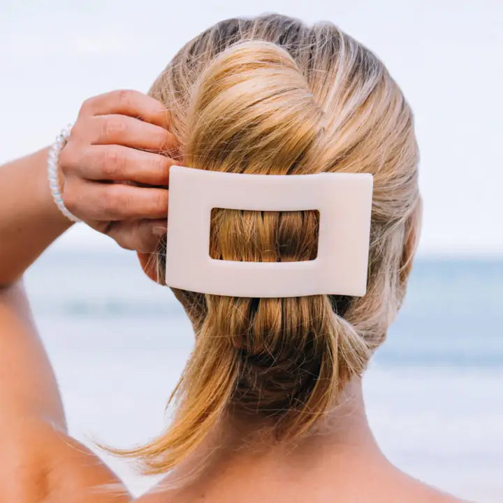 Teleties Flat Rectangle Hair Clip | Large | Almond Beige