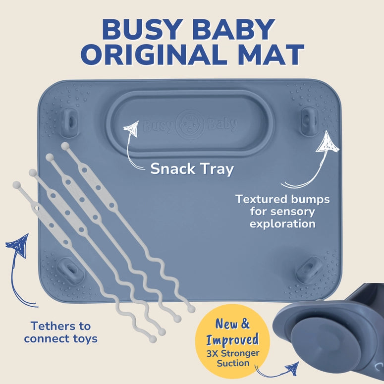 Busy Baby Silicone Placemat - 4 Tether Version-Blue