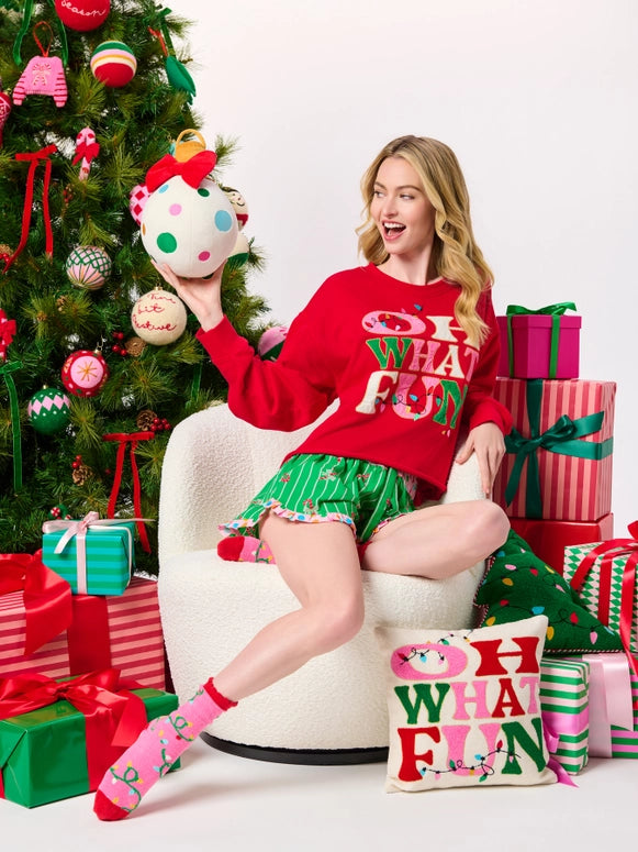Shiraleah Holiday Small Bauble Pillow-Ivory