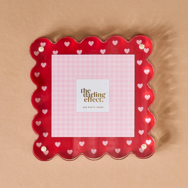 The Darling Effect Square Scalloped Acrylic Frame-Tiny Hearts