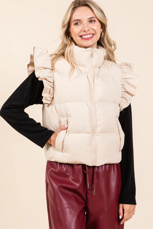 GeeGee Ruffled Sleeve Puffer Vest