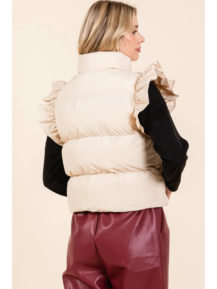 GeeGee Ruffled Sleeve Puffer Vest