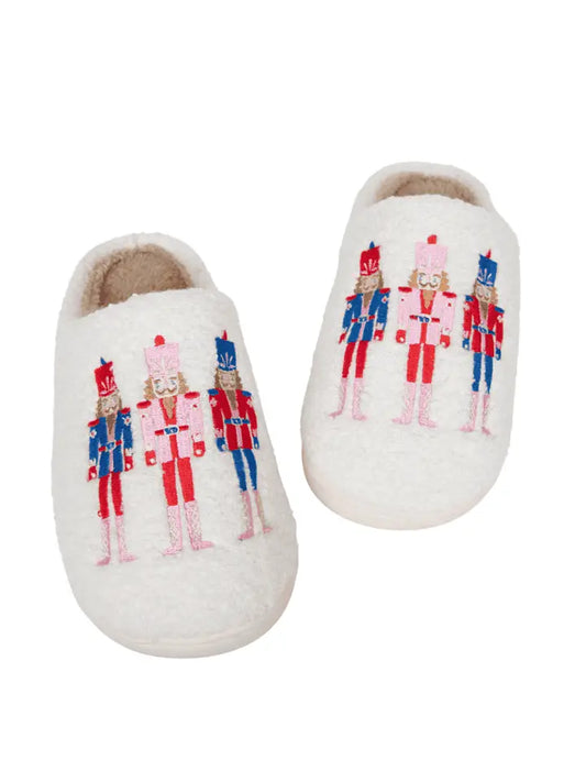 Katydid Nutcrackers Christmas Holiday Sherpa Slippers