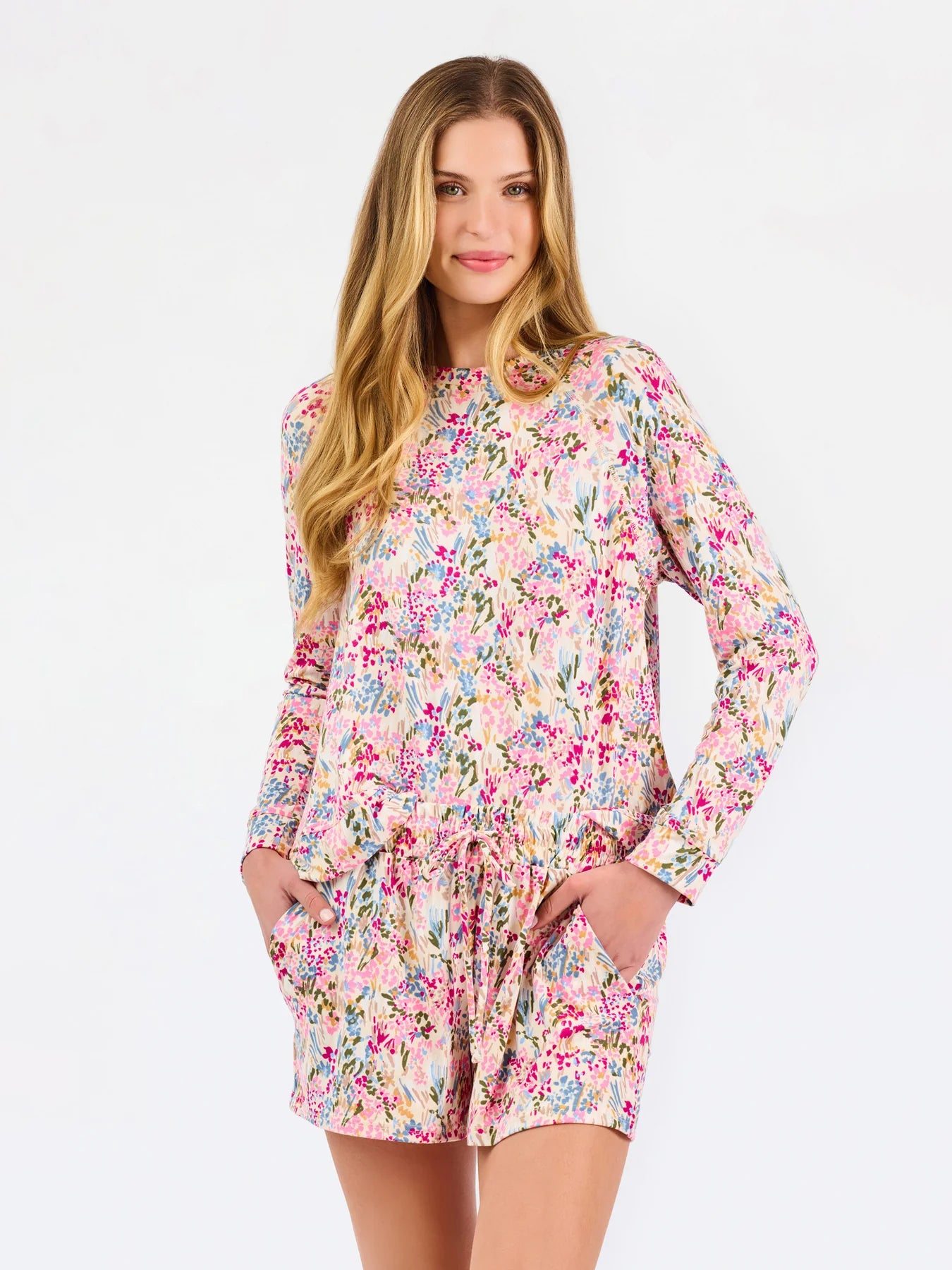Mary Square Women's Annie Shorts Set | Autumn Meadow Pink
