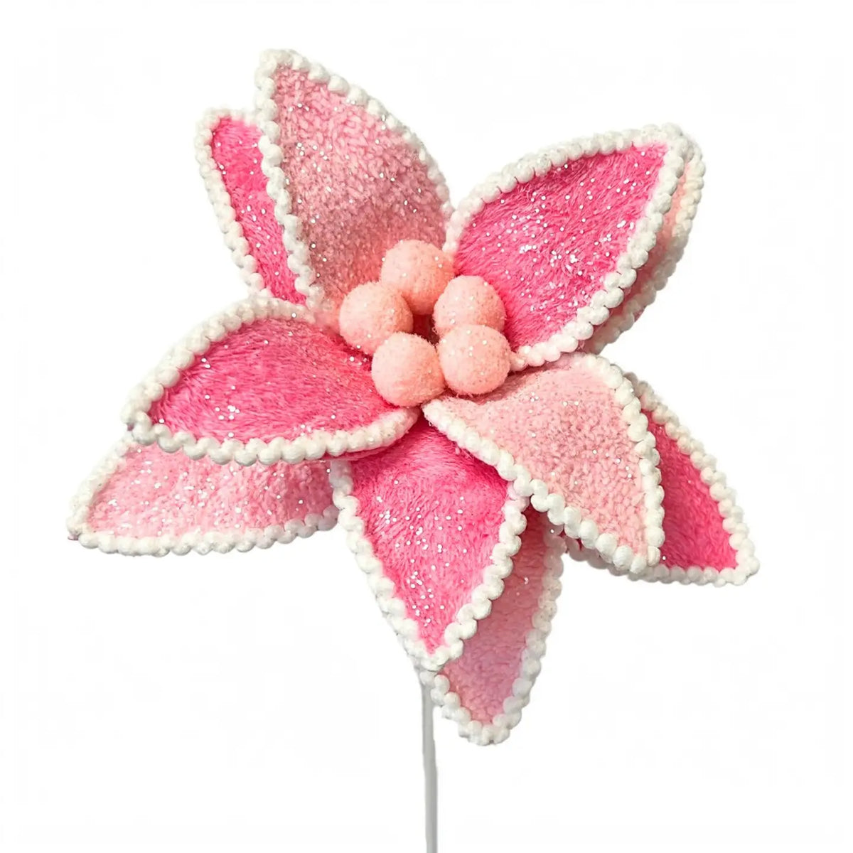 David Christopher's Passionate Pink Velvet Poinsettia Stem - Pink 28”