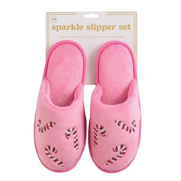 MUD PIE HOLIDAY SPARKLE SLIPPERS-Light/Pastel Pink