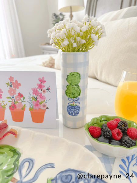 MUD PIE GINGHAM TOPIARY BUD VASE