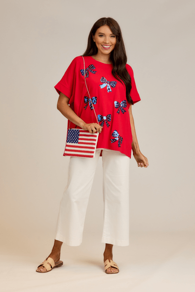 MUD PIE AMERICANA SPARKLE TOP-RED
