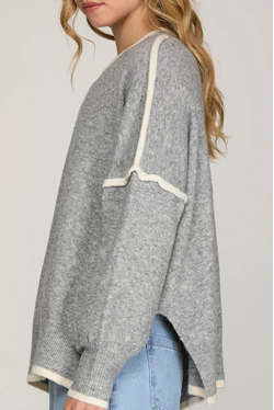 SHE & SKY LONG SLEEVE CONTRAST SWEATER TOP