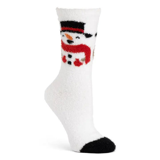 Amanda Blu Christmas Winter Fuzzy Socks | Holiday Soft & Cozy Socks-Snowman