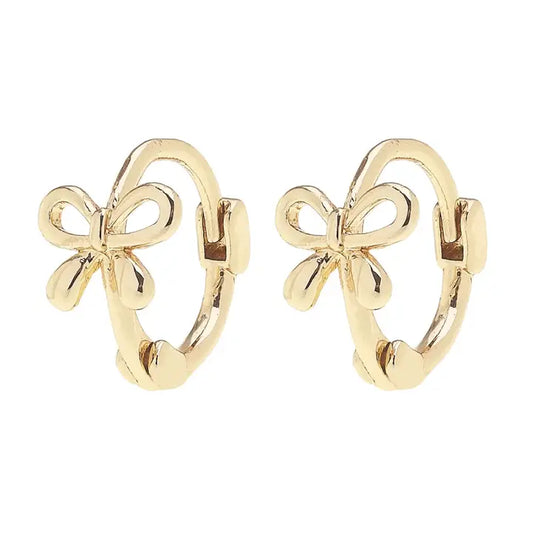 Canvas Style Betsy Tied Bow Micro Huggie Hoop Earrings in Shiny Gold