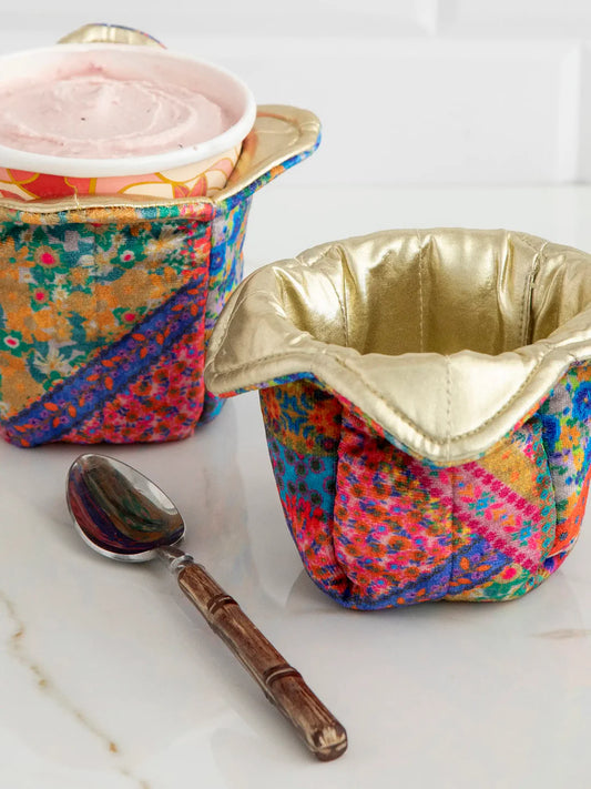 Natural Life Ice Cream Cozy-Pink Folk Flower Patchwork