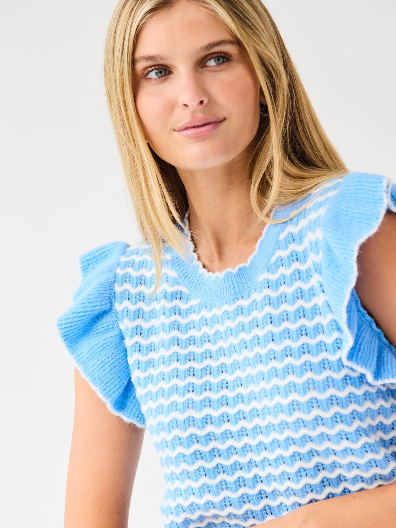 MARY SQUARE Sweater Oakley Blue White