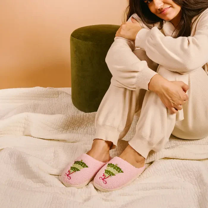 The Darling Effect Fuzzy Twinkling Trees Slippers