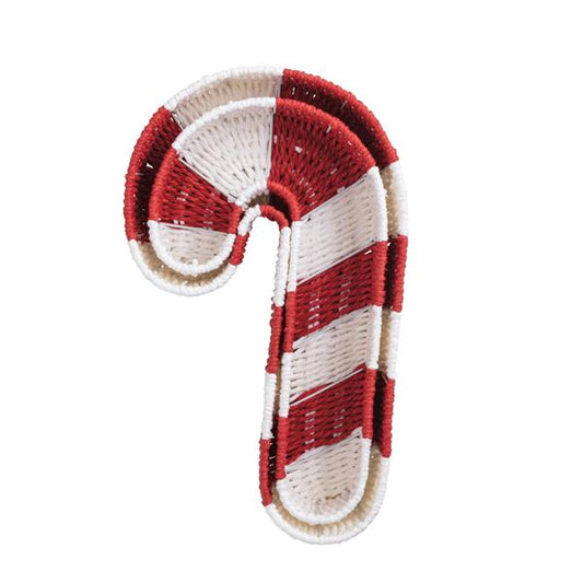 MUD PIE CANDY CANE WOVEN BASKET SET