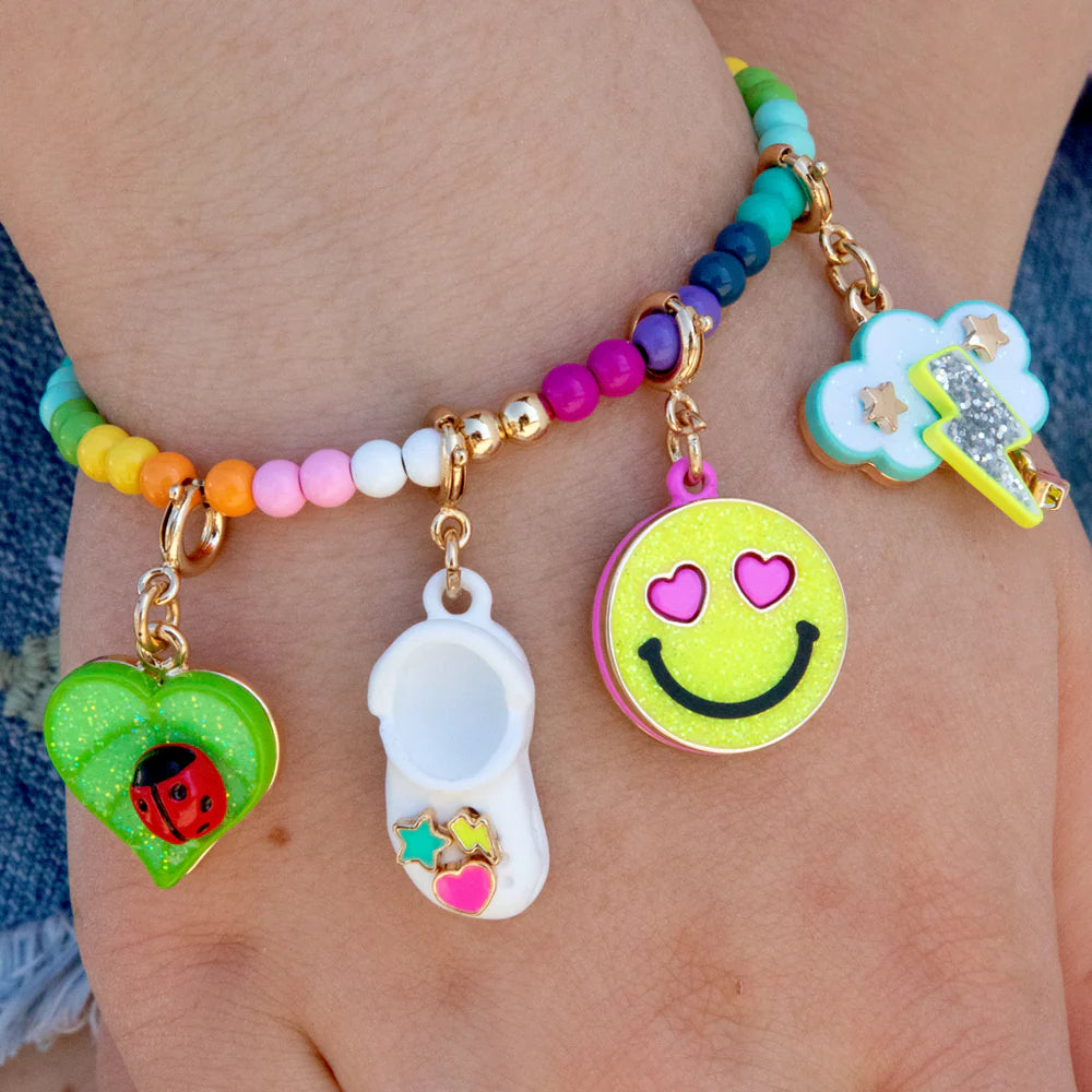 Charm It! Gold Glitter Smiley Face Charm