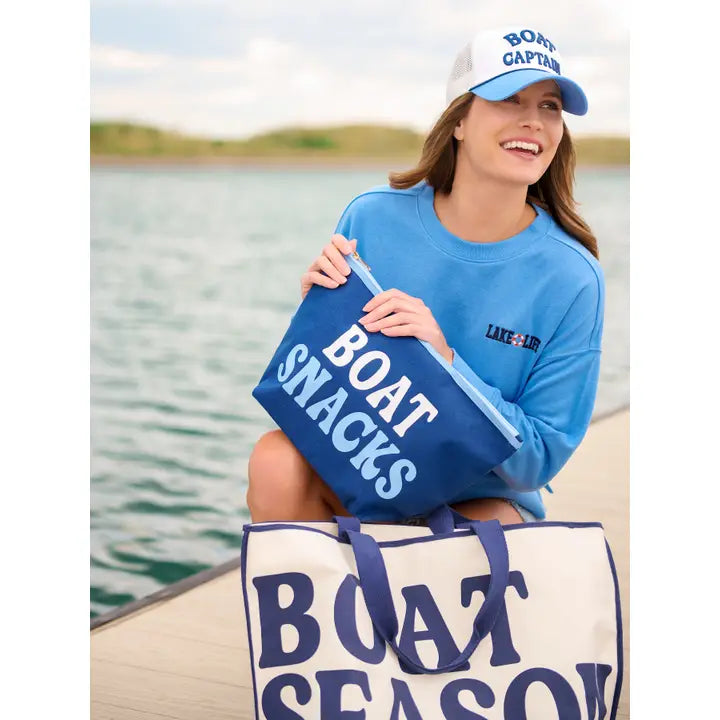 Shiraleah "Boat Snacks" Large Zip Pouch,Navy