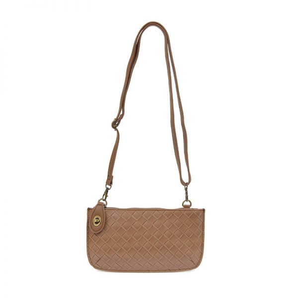 Joy Susan Faux Wide Woven Mini Crossbody Wristlet Clutch-Chestnut