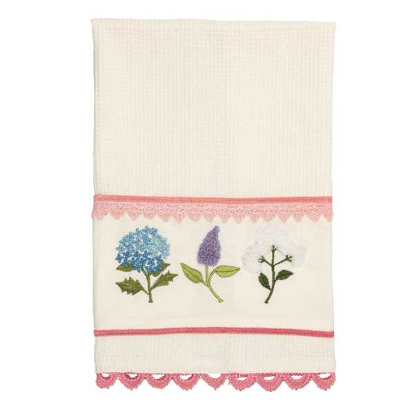 MUD PIE MULTI FLOWER EMBROIDERED TOWEL