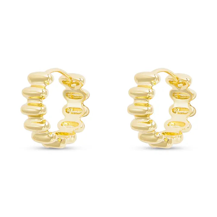 Amanda Blu Gold Polished Ribbed Small Hoop Earrings