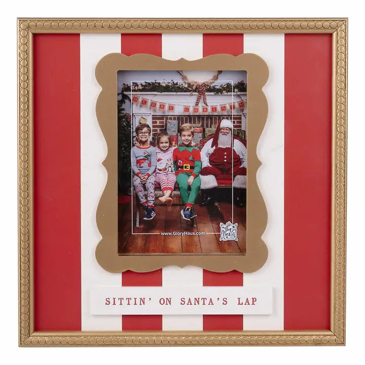 Glory Haus Gold Trimmed Sittin On Santa's Lap Frame