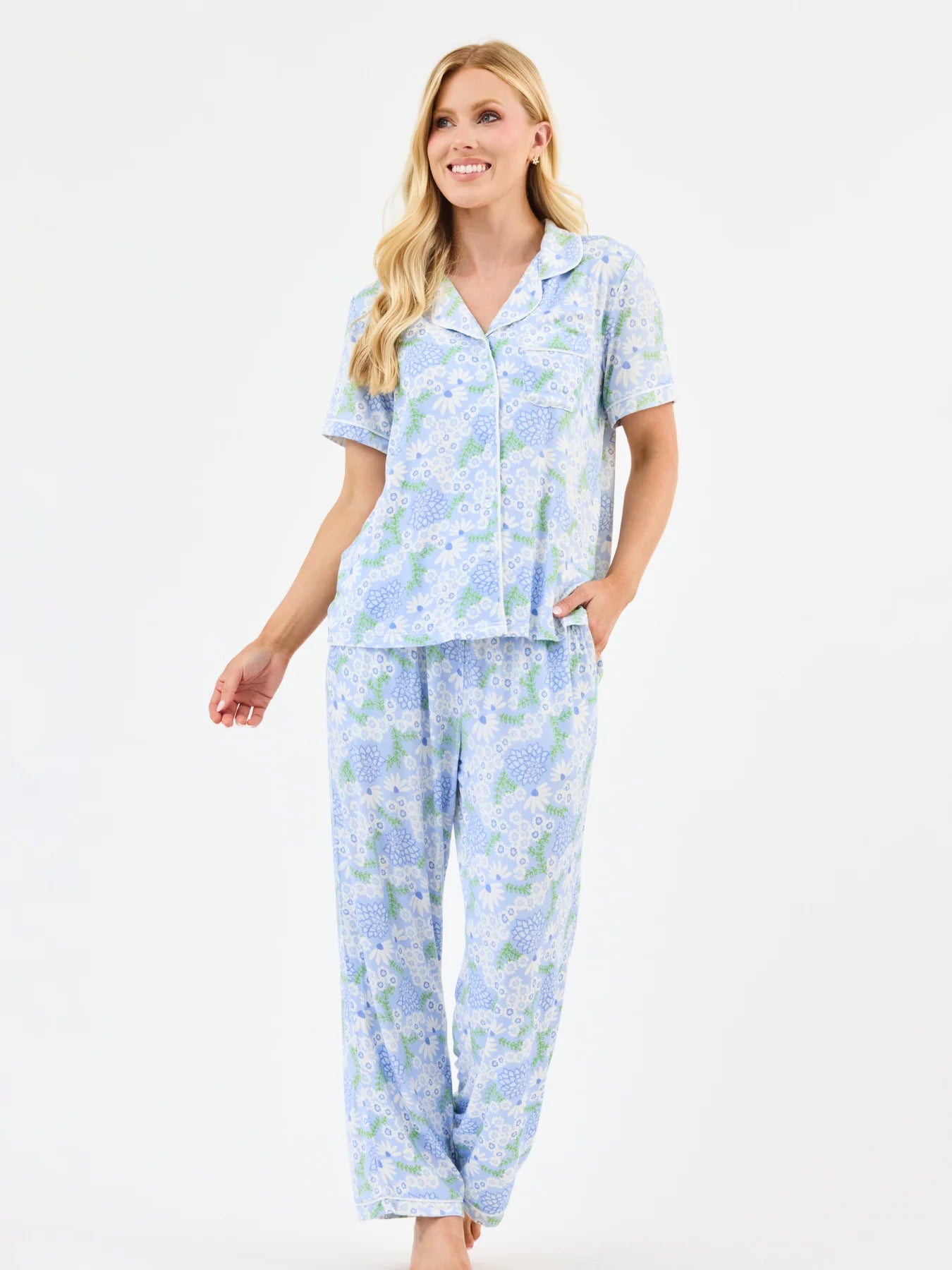 Mary Square Women's Charlotte Pants Set | Daisy Chain Blue