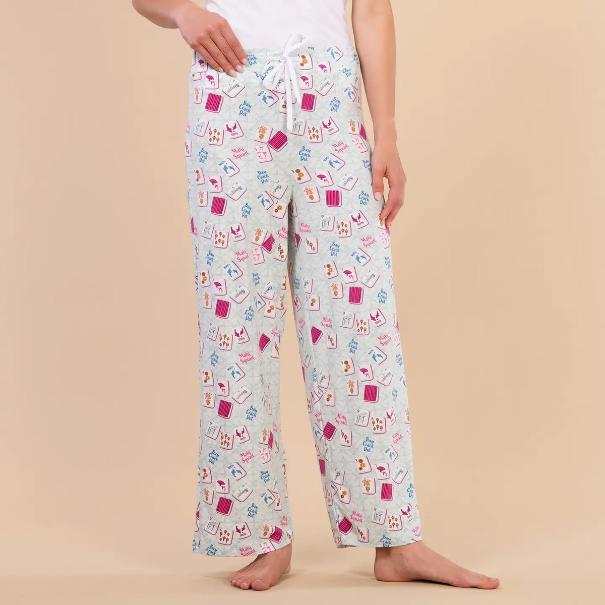 Amanda Blu Mahj Squad Pajama Pants | Soft Teal Mahjong Pj Bottoms
