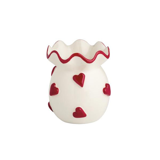 MUD PIE RED HEART RUFFLE BUD VASE