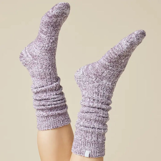Softies Women's Soft, Cozy, Slouchy Marshmallow Socks with Grippers-Heather Driftwood