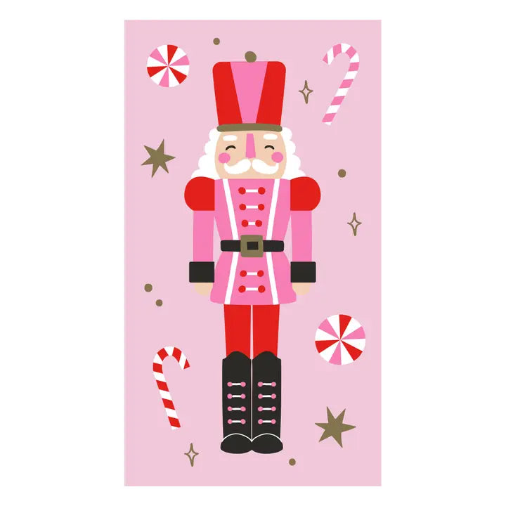 Soiree-Sisters Funny Holiday Paper Guest Towels | Pink Nutcracker - 16ct