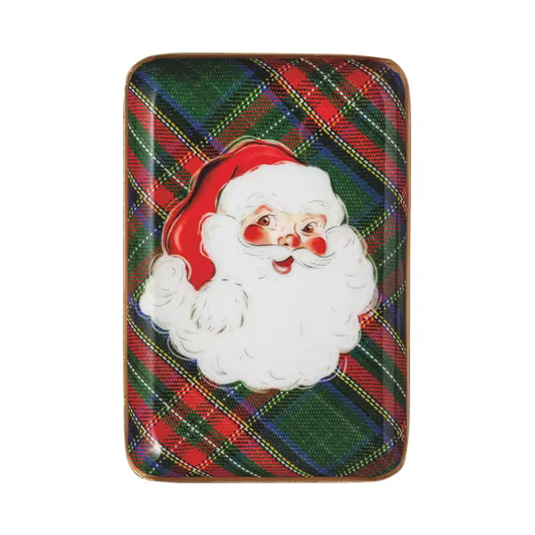 MUD PIE SANTA TARTAN TIDBIT TRAY