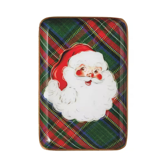 MUD PIE SANTA TARTAN TIDBIT TRAY