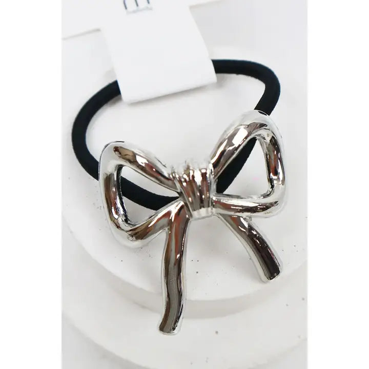 Love and Repeat Metal Bow Ponytail Holder