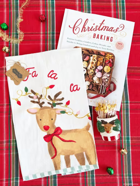 MUD PIE REINDEER FA LA LA CHRISTMAS TOWEL