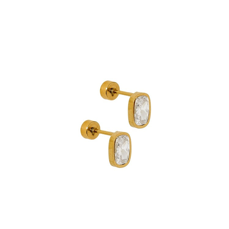 LINNY CO Screwback Stud Earrings - Kay Clear