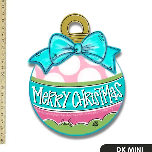 DK Designs Pink and Teal Christmas Bulb Mini
