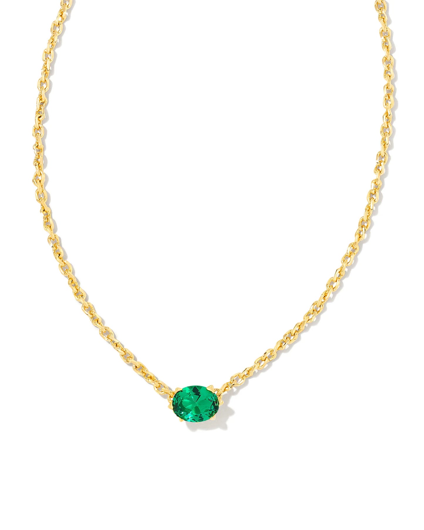 Kendra Scott Cailin Gold Pendant Necklace in Green Crystal