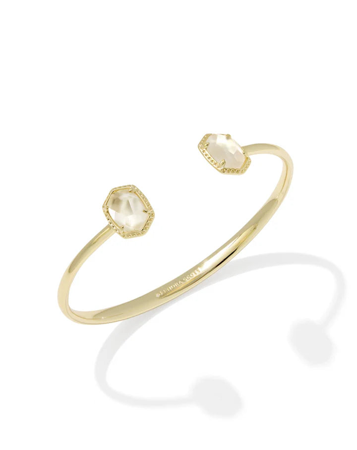 KENDRA SCOTT DAPHNE FRAME CUFF BRACELET GOLD IVORY MOTHER OF PEARL S/M