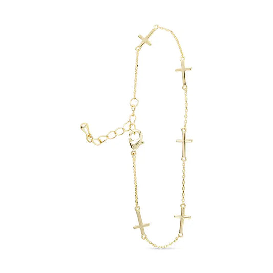 Amanda Blu Gold Station Cross Bracelet