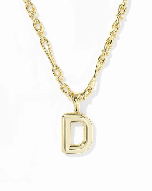 KENDRA SCOTT BUBBLE LETTER D SHORT PENDANT NECKLACE GOLD