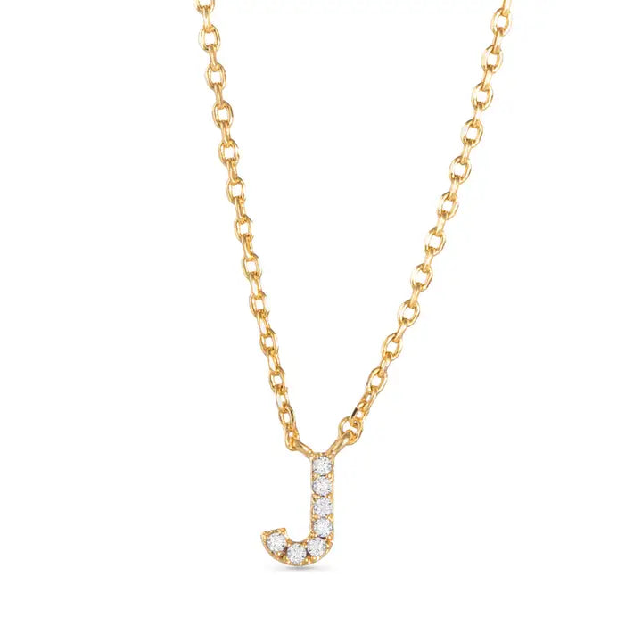 Amanda Blu Gold Cz Initial Necklace - J