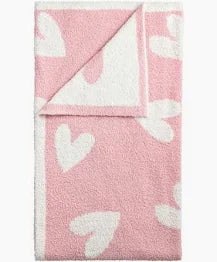MUD PIE PINK HEARTS CHENILLE BLANKET