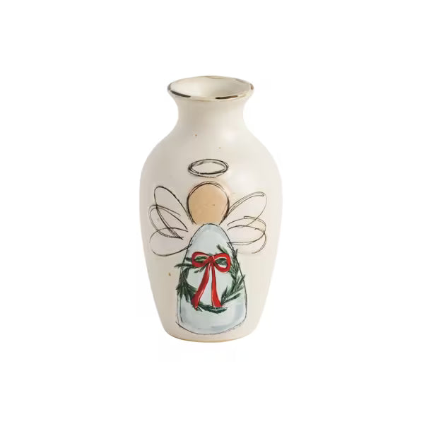 MUD PIE WREATH ANGEL BUD VASE